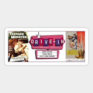 Drive-In Double Feature - Teenage Monster & Teenage Warewolf Sticker